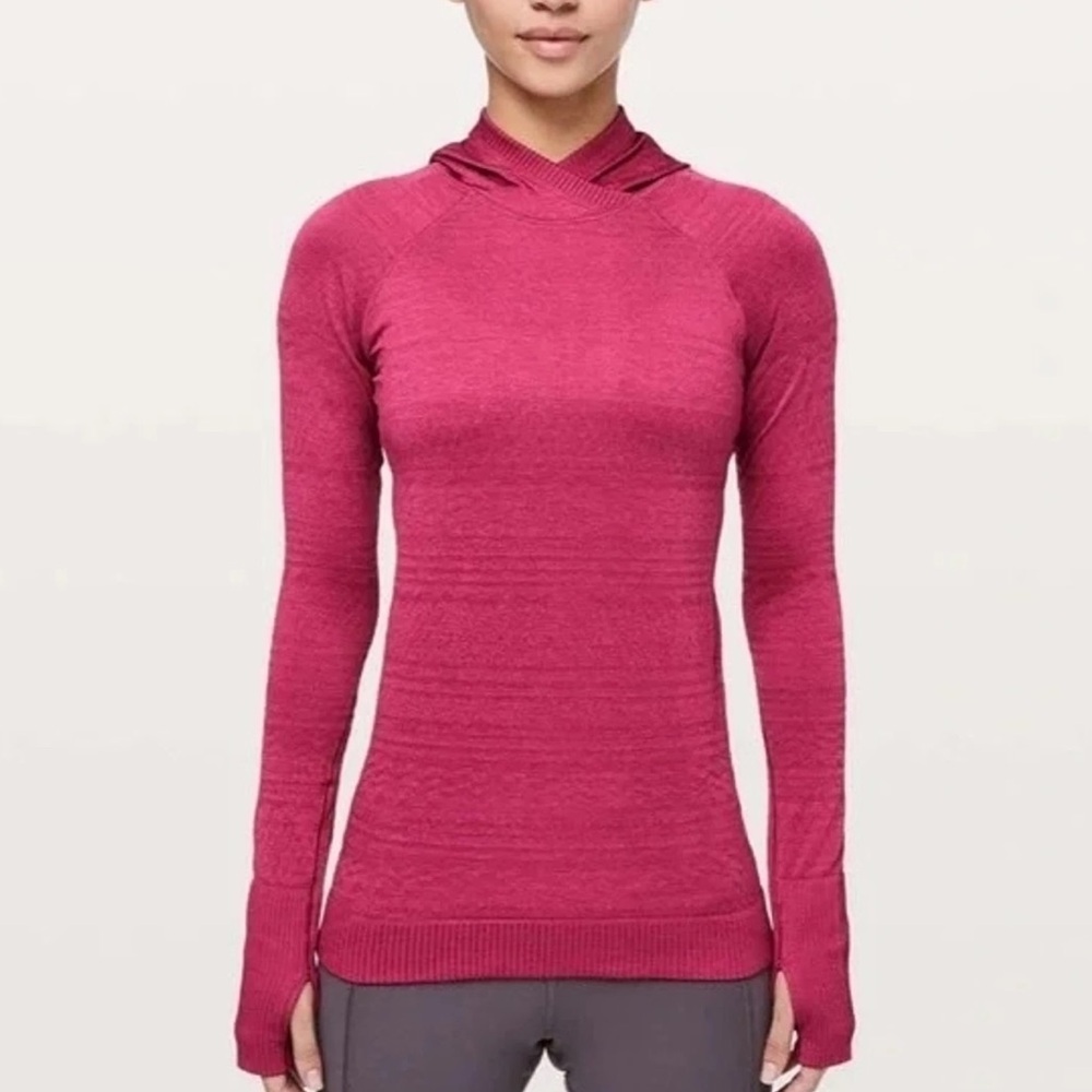 Lululemon great shape magenta rest less seamless violet red pullover hoodie top - Picture 9 of 12